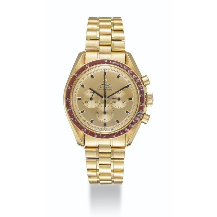 Omega OMEGA, GOLD SPEEDMASTER APOLLO XI 1969, NO. 999 - MADE TO COMMEMORATE APOLLO XI MOON LANDING MOVEMENT NO. 29’117’159