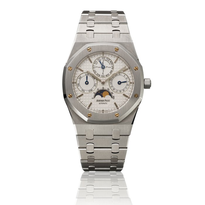 AUDEMARS PIGUET, STEEL ROYAL OAK QUANTIÈME PERPÉTUAL AUTOMATIQUE WRISTWATCH, REF. 25820ST NO. 318, MOVEMENT NO. 548369, CASE NO. E73405