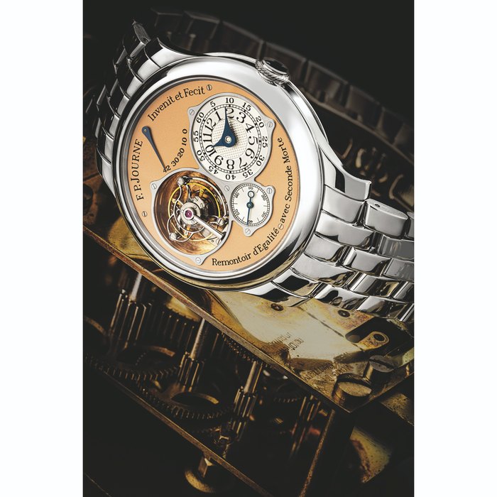 F.P. JOURNE. A RARE PLATINUM TOURBILLON WRISTWATCH WITH POWER RESERVE, DEAD BEAT SECONDS AND BRACELET TOURBILLON SOUVERAIN MODEL, CIRCA 2004