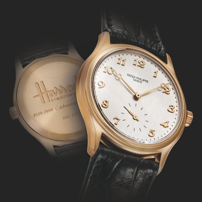 PATEK PHILIPPE. AN 18K PINK GOLD LIMITED EDITION WRISTWATCH WITH BREGUET NUMERALS, MADE TO COMMEMORATE THE 150 YEARS OF HARRODS REF. 3923, MANUFACTURED IN 1999