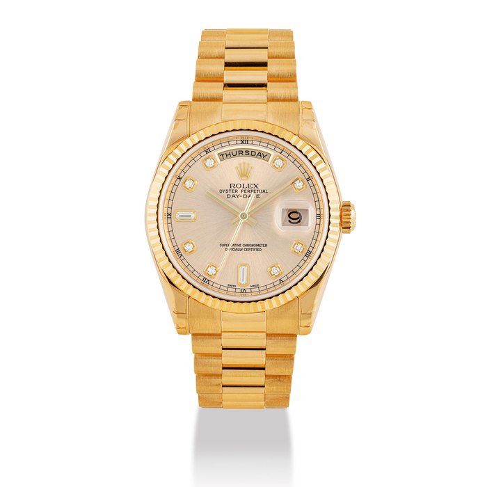 ROLEX, GOLD WITH DIAMOND-SET DAY-DATE, REF. 118238