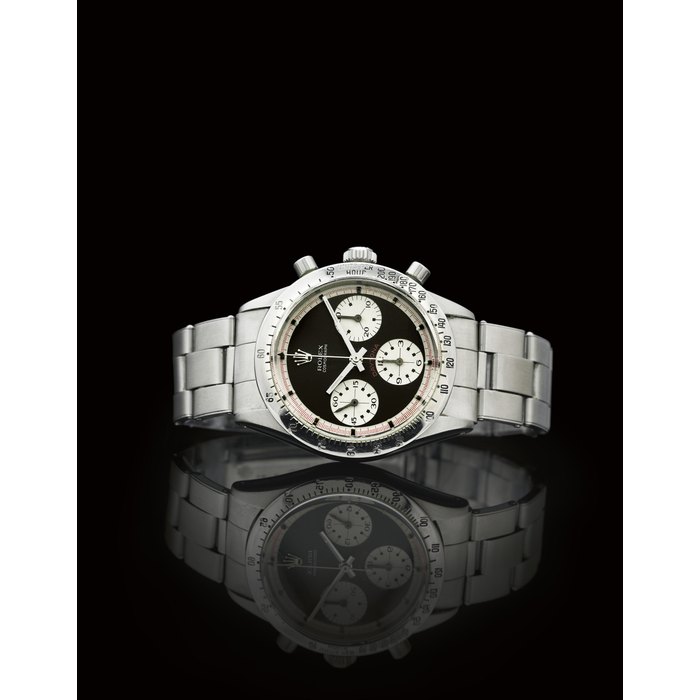 ROLEX. A RARE STAINLESS STEEL CHRONOGRAPH WRISTWATCH WITH BRACELET SIGNED ROLEX, COSMOGRAPH, "PAUL NEWMAN DAYTONA", CASE NO. 2526291, REF. 6262, CIRCA 1969