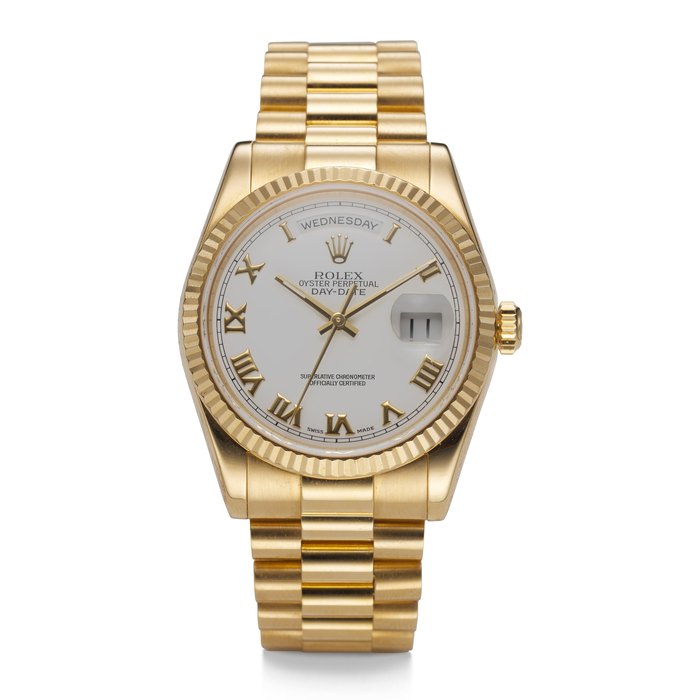 ROLEX, DAY DATE, 18K YELLOW GOLD, REF. 118238