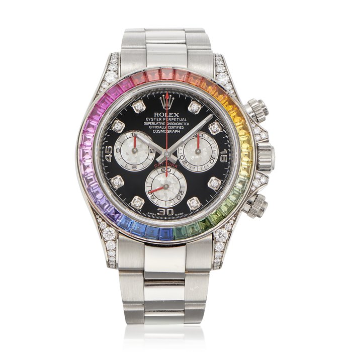 ROLEX, WHITE GOLD 'RAINBOW' DAYTONA, REF. 116599