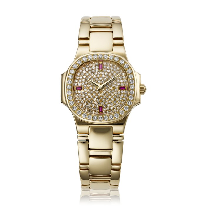 PATEK PHILIPPE, YELLOW GOLD, DIAMONDS AND RUBY HOUR-MARKERS, REF. 4700/153