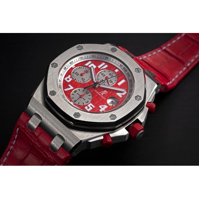 AUDEMARS PIGUET, ROYAL OAK OFFSHORE ‘RHÔNE-FUSTERIE’ REF. 26108ST, A LIMITED EDITION STEEL CHRONOGRAPH WITH CROWN KHANJAR INSIGNIA CASE NUMBER: G 44564-0147, MOVEMENT NUMBER: 684'685