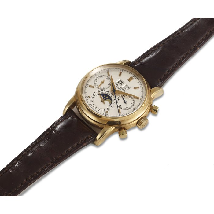 PATEK PHILIPPE, 18K YELLOW GOLD, PERPETUAL CALENDAR CHRONOGRAPH, REF. 2499/100