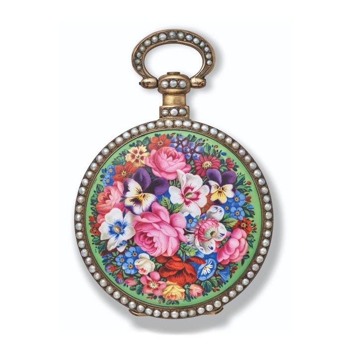 BOVET FLEURIER, SILVER, PEARL AND ENAMEL DEADBEAT SECONDS OPENFACE POCKET WATCH MADE FOR THE CHINESE MARKET, NO. 21