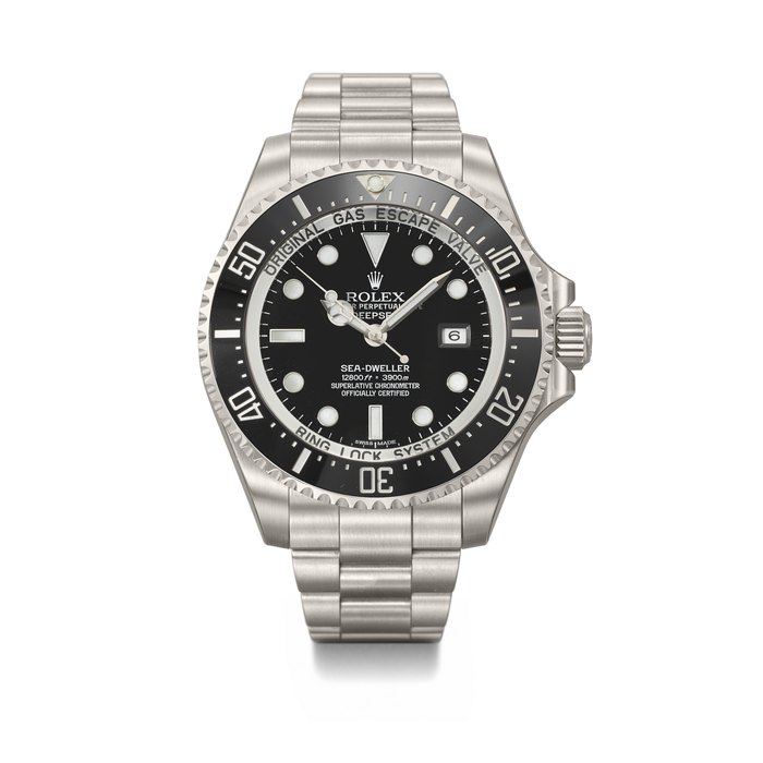 ROLEX. AN EXTREMELY RARE STAINLESS STEEL LIMITED EDITION AUTOMATIC WRISTWATCH WITH SWEEP CENTRE SECONDS, DATE, GAS ESCAPE VALVE, BRACELET, GUARANTEE AND BOX, MADE TO COMMEMORATE THE FORMATION OF THE ROYAL NAVY CLEARANCE DIVER BRANCH SIGNED ROLEX, DEEPSEA SEA-DWELLER MODEL, ROYAL NAVY CLEARANCE DIVER, REF. 11660, CASE NO. G107644, NO. 19⁄50, CIRCA 2013