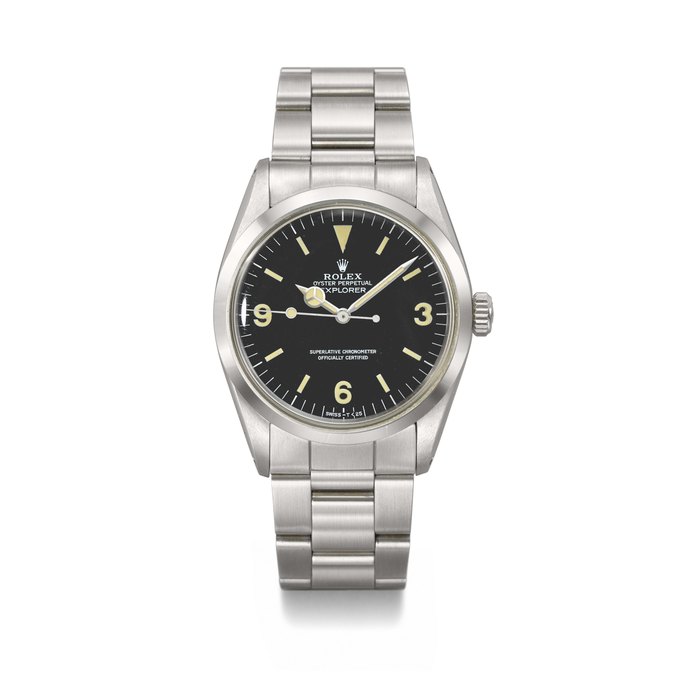 ROLEX. AN ATTRACTIVE STAINLESS STEEL AUTOMATIC WRISTWATCH WITH SWEEP CENTRE SECONDS, BRACELET, GUARANTEE AND BOX SIGNED ROLEX, EXPLORER MODEL, REF. 1016, CASE NO. 8'073'620, CIRCA 1984
