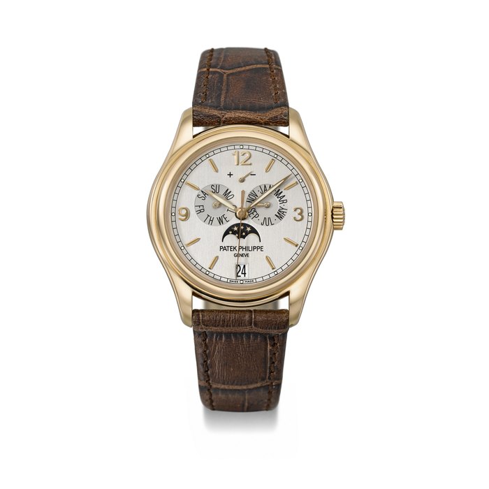 PATEK PHILIPPE. A RARE 18K PINK GOLD LIMITED EDITION ANNUAL CALENDAR AUTOMATIC WRISTWATCH WITH SWEEP CENTRE SECONDS, MOON PHASES, POWER RESERVE AND BOX SIGNED PATEK PHILIPPE, GENEVE, ADVANCED RESEARCH, REF. 5350R-001, MOVEMENT NO. 3'686'018, CASE NO. 4'370'672, CIRCA 2006