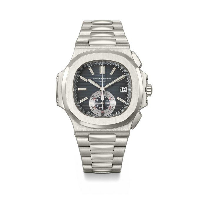 PATEK PHILIPPE. AN ATTRACTIVE STAINLESS STEEL AUTOMATIC FLYBACK CHRONOGRAPH WRISTWATCH WITH DATE, BRACELET, CERTIFICATE OF ORIGIN AND BOX SIGNED PATEK PHILIPPE, GENEVE, NAUTILUS MODEL, REF. 5980⁄1A-001, MOVEMENT NO. 4'040'422, CASE NO. 4'480'941, CIRCA 2010