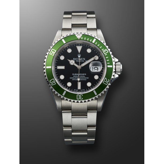 ROLEX, STAINLESS STEEL SUBMARINER 'KERMIT FLAT FOUR', REF. 16610