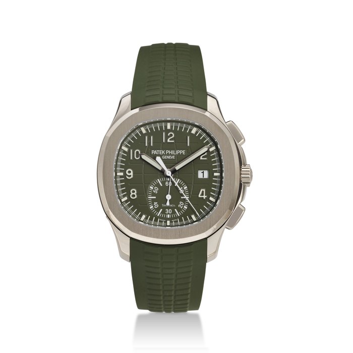 PATEK PHILIPPE, REF. 5968G-010, AQUANAUT, A FINE 18K WHITE GOLD FLY-BACK CHRONOGRAPH WRISTWATCH WITH DATE, RETAILED & SIGNED BY TIFFANY & CO.