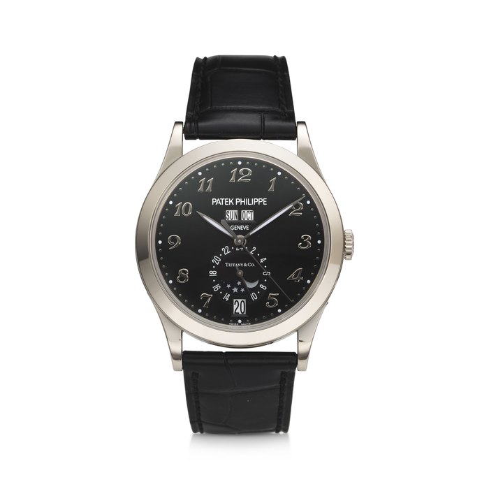 PATEK PHILIPPE, REF. 5396G-012, A VERY RARE 18K WHITE GOLD ANNUAL CALENDAR WRISTWATCH WITH MOON PHASES, RETAILED & SIGNED BY TIFFANY & CO. A LIMITED SERIES OF 100 EXCLUSIVELY FOR TIFFANY & CO. NY SALON