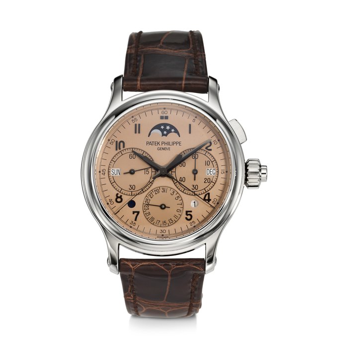 PATEK PHILIPPE, REF. 5372P-010, A VERY ATTRACTIVE PLATINUM SPLIT SECONDS PERPETUAL CALENDAR CHRONOGRAPH WRISTWATCH WITH MOON PHASES