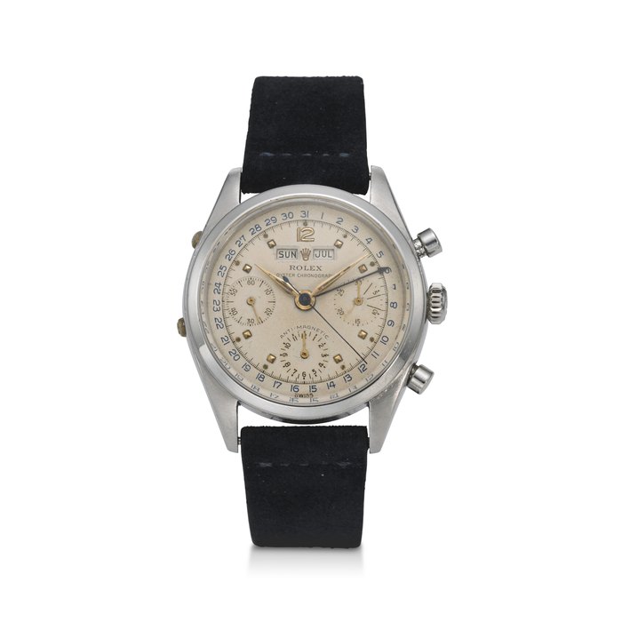 ROLEX, REF. 6236, “JEAN CLAUDE KILLY”, A RARE STEEL TRIPLE CALENDAR CHRONOGRAPH WRISTWATCH