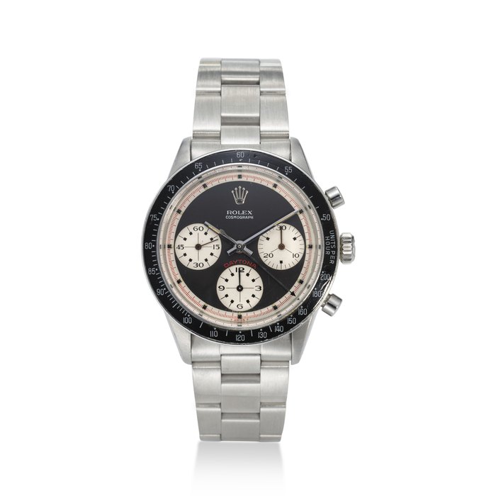 ROLEX, REF. 6241, DAYTONA, EXOTIC “PAUL NEWMAN” DIAL, A RARE STEEL CHRONOGRAPH WRISTWATCH ON BRACELET