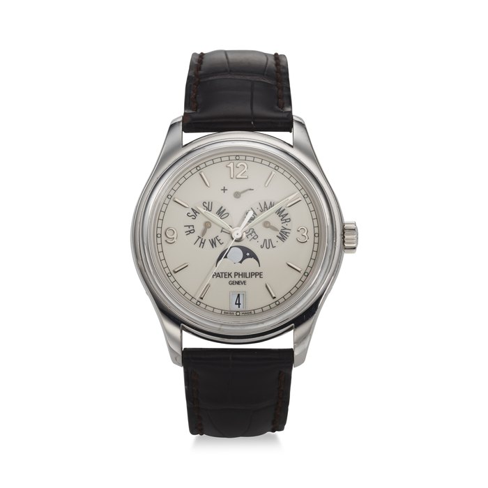 PATEK PHILIPPE, REF. 5146G-001, A FINE 18K WHITE GOLD ANNUAL CALENDAR WRISTWATCH WITH MOON PHASES AND POWER RESERVE