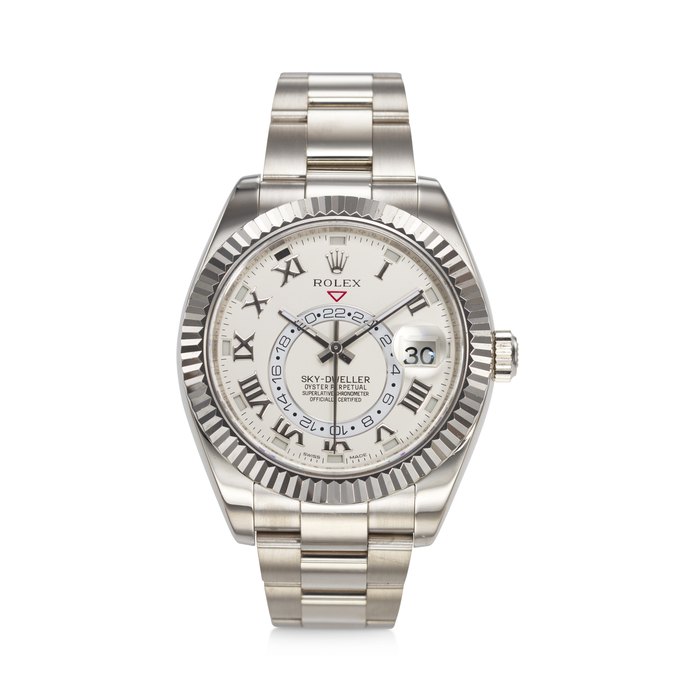 ROLEX, REF. 326939, SKY-DWELLER, A FINE 18K WHITE GOLD DUAL-TIME ANNUAL CALENDAR WRISTWATCH