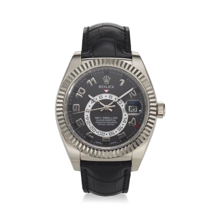 ROLEX, REF. 326139, SKY-DWELLER, A FINE 18K WHITE GOLD DUAL-TIME ANNUAL CALENDAR WRISTWATCH
