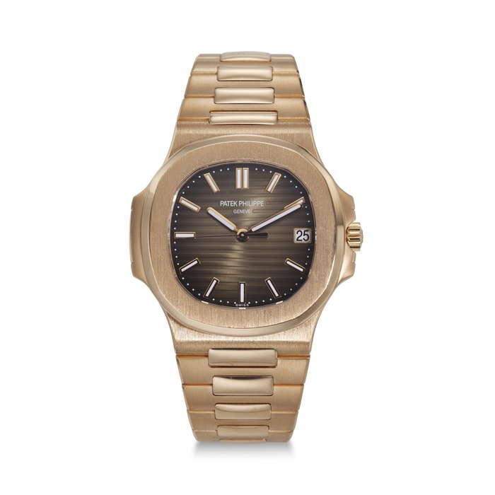PATEK PHILIPPE, REF. 5711/1R-001, NAUTILUS, A VERY FINE 18K ROSE GOLD BRACELET WATCH WITH DATE