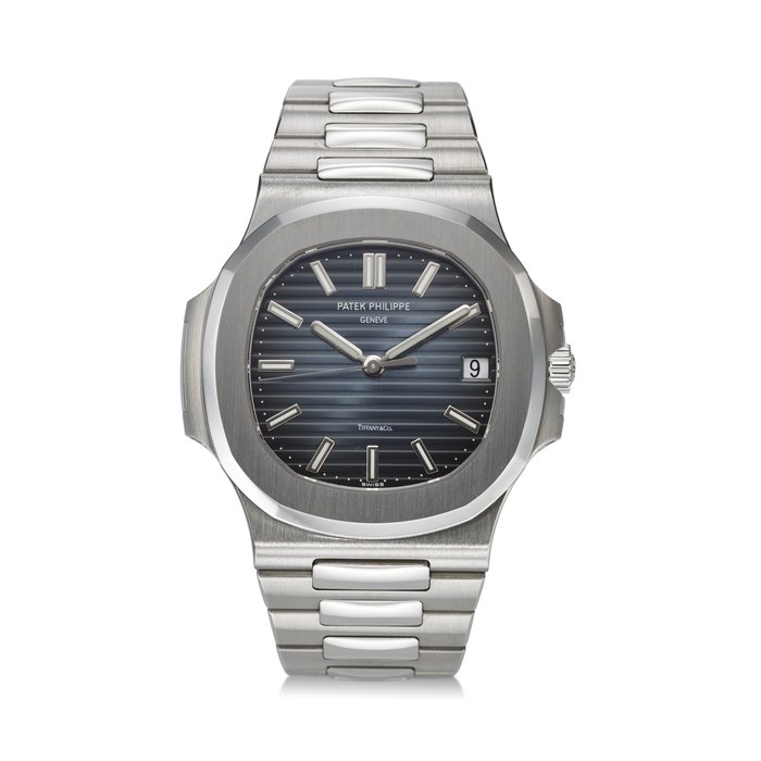 PATEK PHILIPPE, REF. 5711/1A-010, NAUTILUS, A VERY FINE AND RARE STEEL BRACELET WATCH WITH DATE, SIGNED AND RETAILED BY TIFFANY & CO.