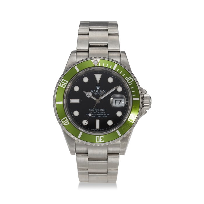 ROLEX, REF. 16610LV, SUBMARINER, “KERMIT”, A STEEL WRISTWATCH WITH DATE AND GREEN BEZEL