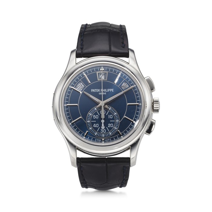 PATEK PHILIPPE, REF. 5905P, A FINE PLATINUM ANNUAL CALENDAR CHRONOGRAPH WRISTWATCH