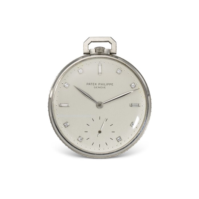 PATEK PHILIPPE, REF. 600/3, A VERY FINE AND RARE PLATINUM AND DIAMOND-SET POCKET WATCH WITH SUBSIDIARY SECONDS