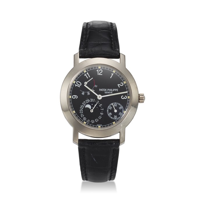 PATEK PHILIPPE, REF. 5055G, A FINE 18K WHITE GOLD WRISTWATCH WITH MOON PHASES, DATE, AND POWER RESERVE