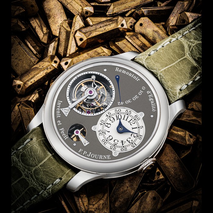 F.P. JOURNE. A RARE PLATINUM LIMITED EDITION TOURBILLON WRISTWATCH WITH POWER RESERVE AND DEAD BEAT SECONDS TOURBILLON SOUVERAIN RUTHENIUM MODEL , CIRCA 2004