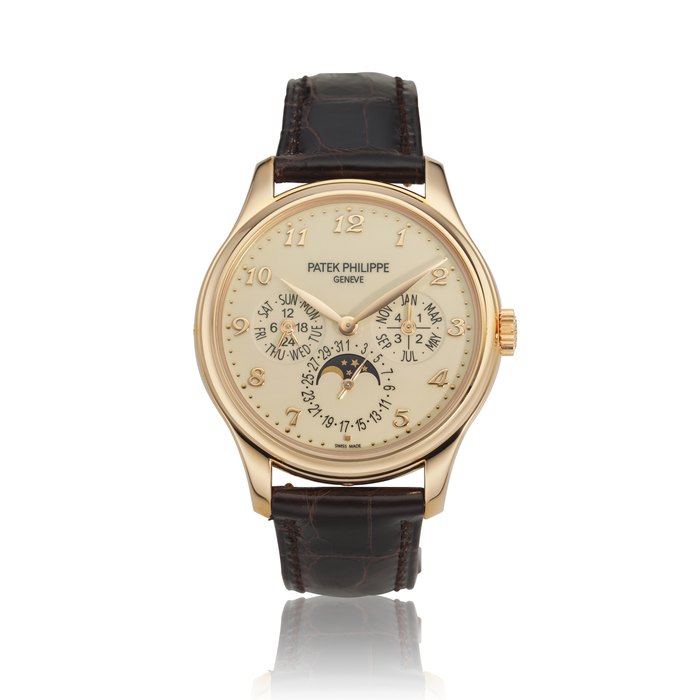 PATEK PHILIPPE. AN 18K PINK GOLD AUTOMATIC PERPETUAL CALENDAR WRISTWATCH WITH MOON PHASES, 24 HOUR, LEAP YEAR INDICATION AND BREGUET NUMERALS REF. 5327R, CIRCA 2016