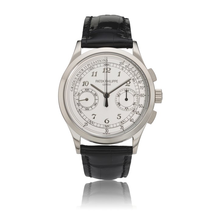 PATEK PHILIPPE. AN 18K WHITE GOLD CHRONOGRAPH WRISTWATCH WITH PULSATION SCALE AND BREGUET NUMERALS REF. 5170G-001, CIRCA 2013