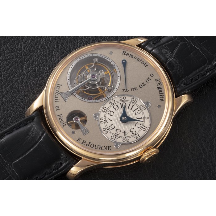 F.P. JOURNE, TOURBILLON SOUVERAIN, A RARE ROSE GOLD WRISTWATCH WITH BRASS MOVEMENT CASE NUMBER: 145/01T