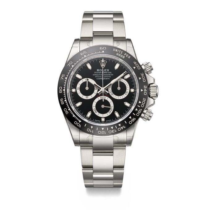 ROLEX. A 'NEW OLD STOCK' STAINLESS STEEL AUTOMATIC CHRONOGRAPH WRISTWATCH WITH BRACELET SIGNED ROLEX, DAYTONA MODEL, REF. 116500LN, CIRCA 2022