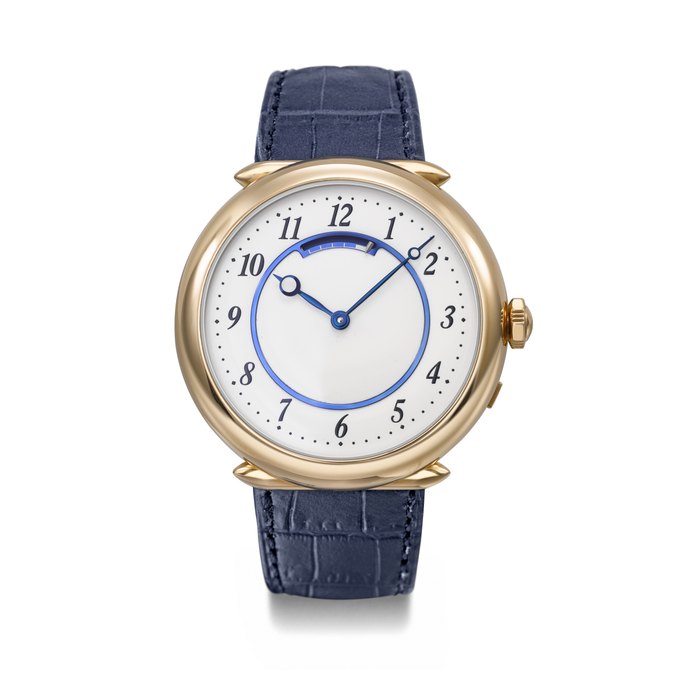 DE BETHUNE. A UNIQUE AND IMPRESSIVE 18K PINK GOLD AUTOMATIC WRISTWATCH WITH GRAND FEU ENAMEL DIAL AND LINEAR POWER RESERVE SIGNED DE BETHUNE, VIRTUS MODEL, REF. CS127, NO. 000, CIRCA 2016
