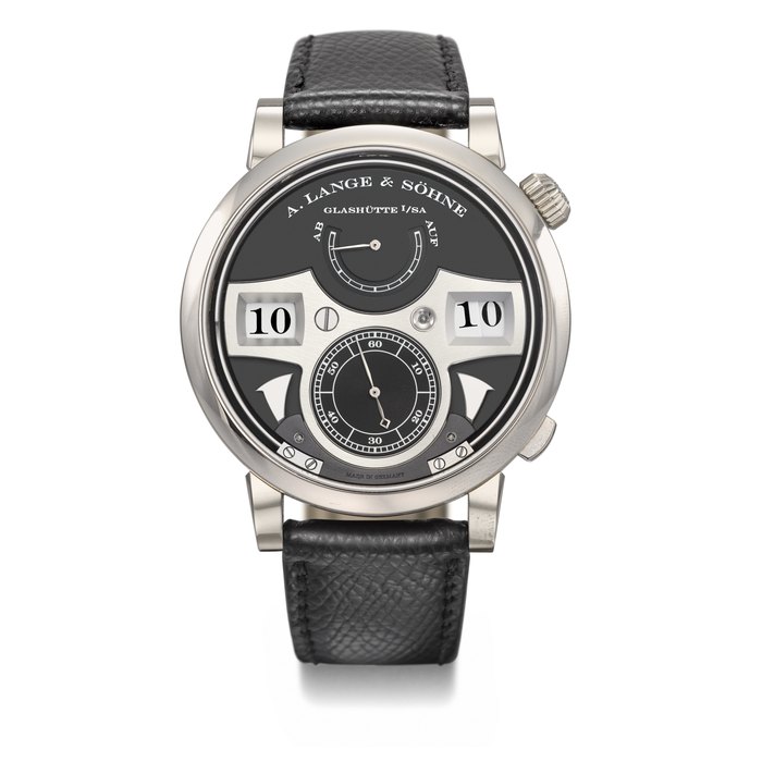 A. LANGE & SOHNE. AN EXCEPTIONAL AND IMPRESSIVE 18K WHITE GOLD STRIKING TIME WRISTWATCH WITH DIGITAL TIME DISPLAY, POWER RESERVE INDICATION AND HACK FEATURE SIGNED A. LANGE & SOHNE, LANGE ZEITWERK STRIKING TIME MODEL, REF. 145.029F, CASE NO. 232'086, CIRCA 2021