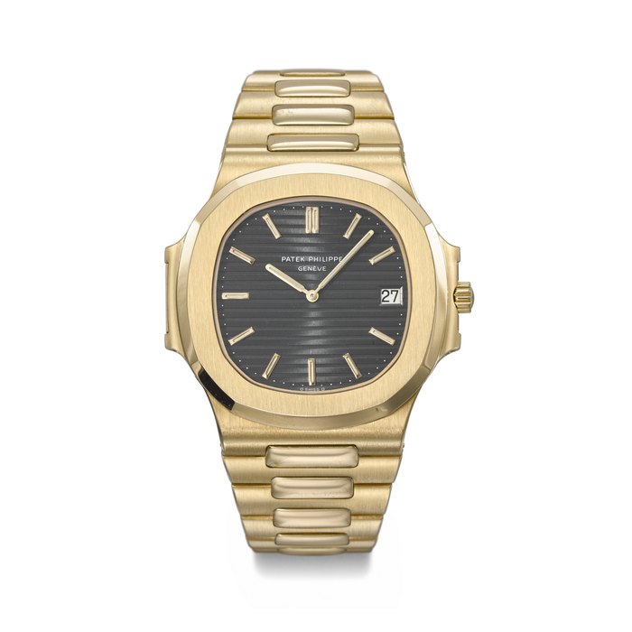 PATEK PHILIPPE. A VERY RARE AND HIGHLY ATTRACTIVE 18K GOLD AUTOMATIC WRISTWATCH WITH DATE AND BRACELET SIGNED PATEK PHILIPPE, GENEVE, REF. 3700/11J, MOVEMENT NO. 1'308'306, CASE NO. 558'610, MANUFACTURED IN 1981