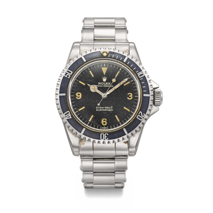 ROLEX. AN EARLY AND EXTREMELY RARE STAINLESS STEEL AUTOMATIC WRISTWATCH WITH SWEEP CENTRE SECONDS, POINTED CROWN GUARD, UNDERLINE 'EXPLORER' DIAL AND BRACELET SIGNED ROLEX, SUBMARINER 'EXPLORER' MODEL, REF. 5513, CASE NO. 1'000'137, CIRCA 1963