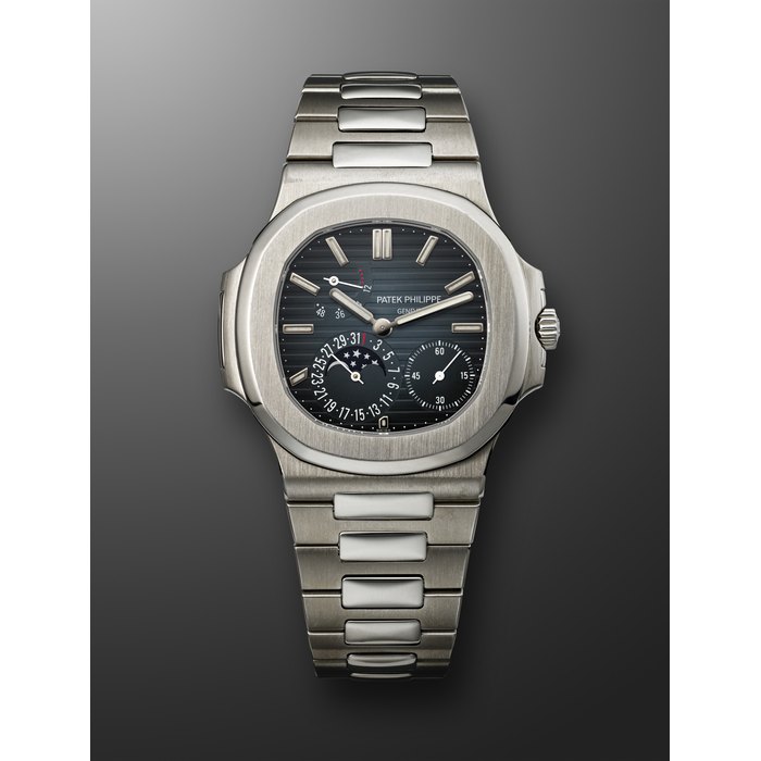 PATEK PHILIPPE, STAINLESS STEEL 'NAUTILUS' WITH MOON PHASES, REF. 5712/1A