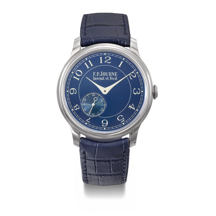 F.P. JOURNE. A RARE AND ATTRACTIVE TANTALUM WRISTWATCH WITH CHROME BLUE DIAL SIGNED F.P. JOURNE, CHRONOMETRE BLEU MODEL, NO. 487-CB, CIRCA 2013