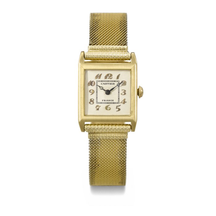 CARTIER. A RARE AND ELEGANT 18K GOLD SQUARE WRISTWATCH SIGNED CARTIER, FRANCE, MOVEMENT SIGNED EUROPEAN WATCH & CLOCK CO. INC., CASE NOS. 22622, 2763, CIRCA 1929