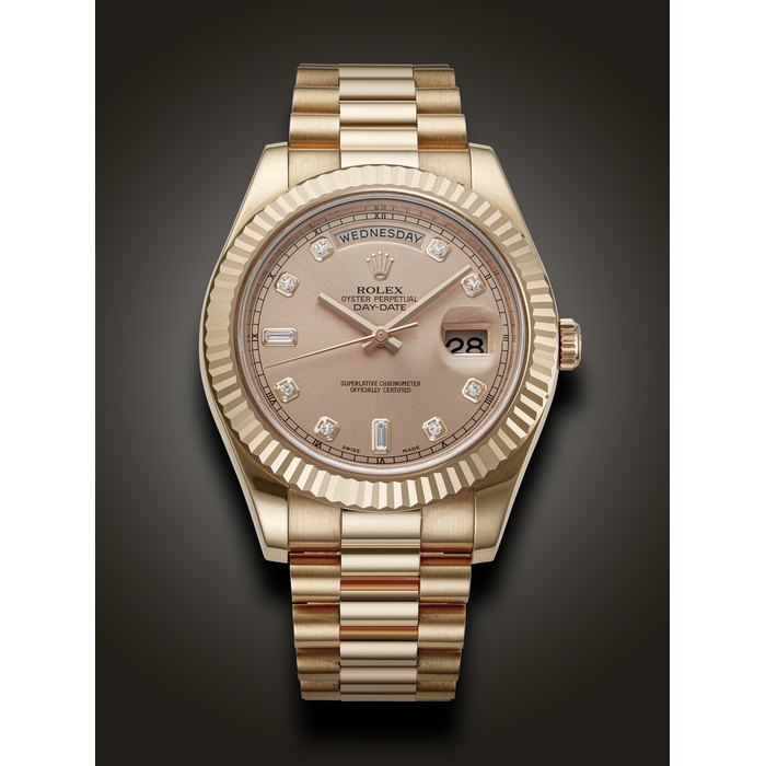 ROLEX, PINK GOLD AND DIAMOND-SET ‘DAY-DATE II’, REF. 218235