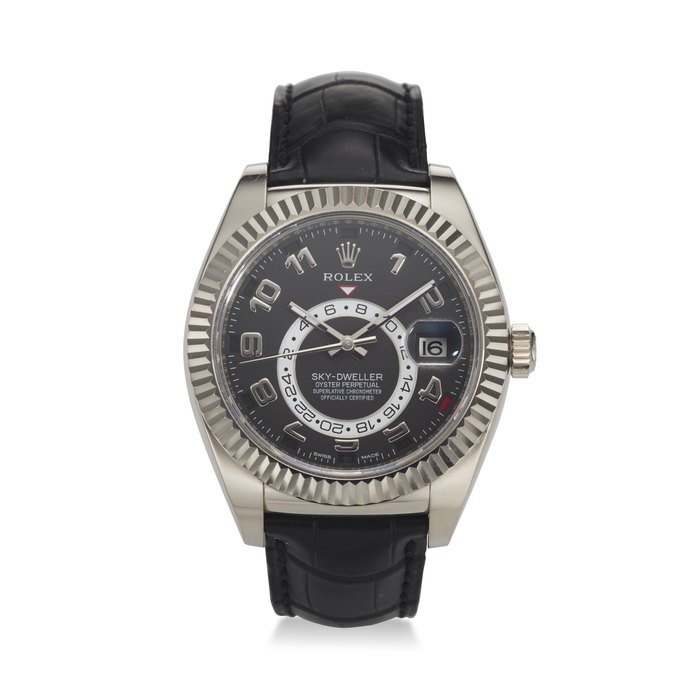 ROLEX, REF. 326139, SKY-DWELLER, AN 18K WHITE GOLD ANNUAL CALENDAR DUAL-TIME WRISTWATCH WITH DATE