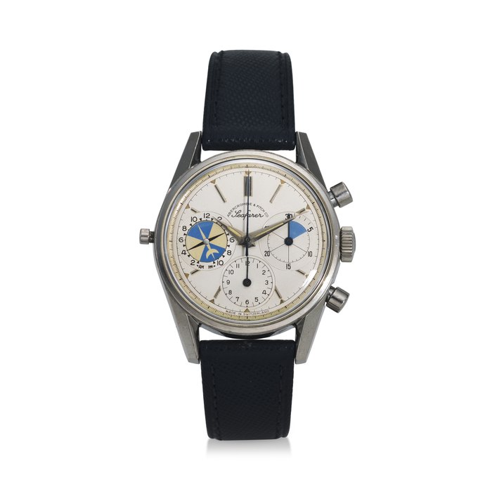 HEUER, RETAILED BY ABERCROMBIE & FITCH CO., REF. 2447, SEAFARER, A RARE STEEL CHRONOGRAPH WRISTWATCH WITH TIDE INDICATION AND REGATTA COUNTDOWN