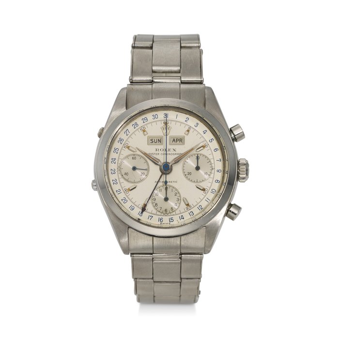 ROLEX, REF. 6236, “JEAN-CLAUDE KILLY”, A VERY FINE AND RARE STEEL TRIPLE CALENDAR CHRONOGRAPH WRISTWATCH