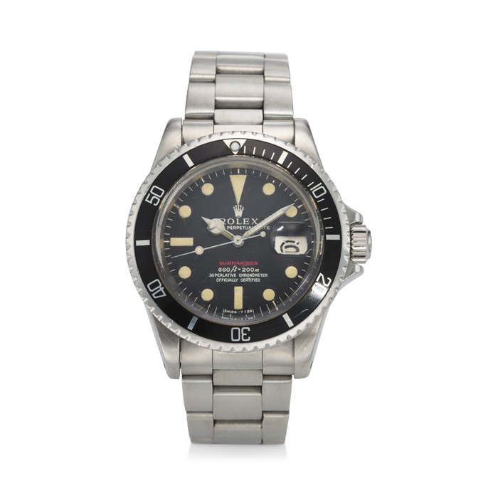 ROLEX, REF. 1680, “RED” SUBMARINER, A STEEL DIVER’S WRISTWATCH WITH DATE