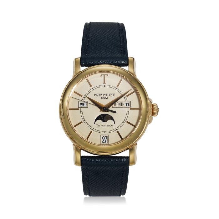 PATEK PHILIPPE AND TIFFANY & CO., REF. 5150R, “T150,” A VERY RARE 18K ROSE GOLD LIMITED EDITION ANNUAL CALENDAR WRISTWATCH WITH OFFICER CASEBACK, LIMITED TO 150 EXAMPLES