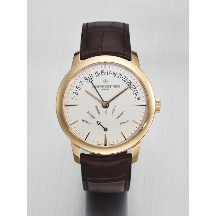 Vacheron Constantin VACHERON CONSTANTIN. AN ELEGANT AND UNUSUAL 18K PINK GOLD AUTOMATIC WRISTWATCH WITH DOUBLE RETROGRADE DAY AND DATE SIGNED VACHERON CONSTANTIN, PATRIMONY BI-RETROGRADE MODEL, REF. 86020/000R-9239, CASE NO. 1'238'579, CIRCA 2008